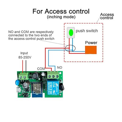 Smart WiFi Wireless Relay Switch Module, Tuya 1CH AC 85-250V/ USB 5V Smart Life Remote Control Dry Contact Momentry Switch Compatible with Alexa and Google Home