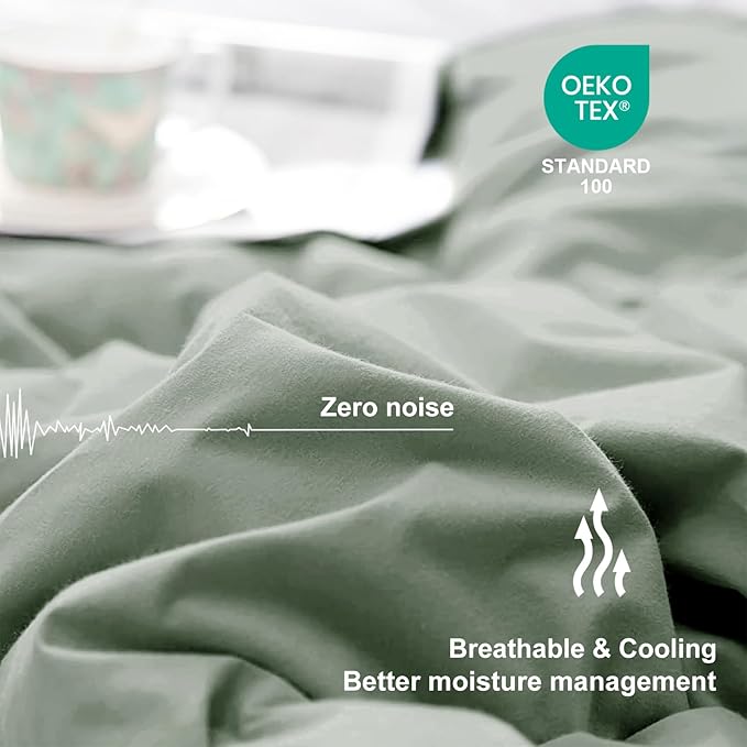 Lightweight Comforter Cooling Sage Green, All Season Duvet Insert Breathable Queen Size Summer Bedding, Soft Microfiber Cool Down Alternative Quilt with Corner Tabs, 88x88 inch
