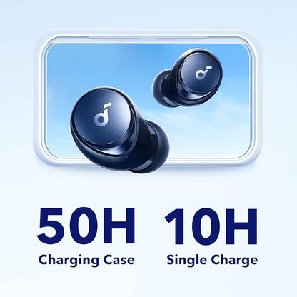 Soundcore by Anker Space A40 Auto-Adjustable Active Noise Cancelling Wireless Earbuds, Reduce Noise by Up to 98%, 50H Playtime, Hi-Res Sound, Comfortable Fit, App Customization(Renewed)