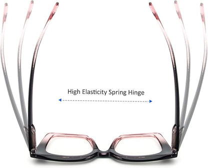 KoKoBin 3 Pack Stylish Square Frame Oprah Style Reading Glasses for Women, Blue Light Blocking Comfortable Readers