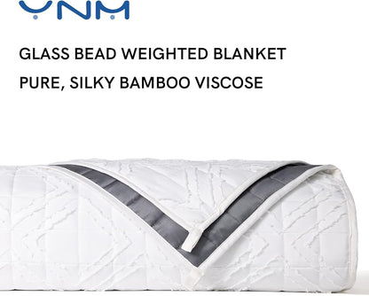 YnM Exclusive Cooling Weighted Blanket Rayon Derived from Bamboo, Bed Blanket for One Person of 140lbs, Ideal for Queen/King Bed (48x72 Inches, 15 Pounds, Cutting Motif/Rayon Derived from Bamboo)