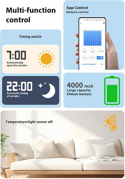 GOTOTOP Automatic Curtain Opener, 2pcs BT Voice Control Smart Curtain Robot with APP Timer for T Rail U Rail Roman Rod