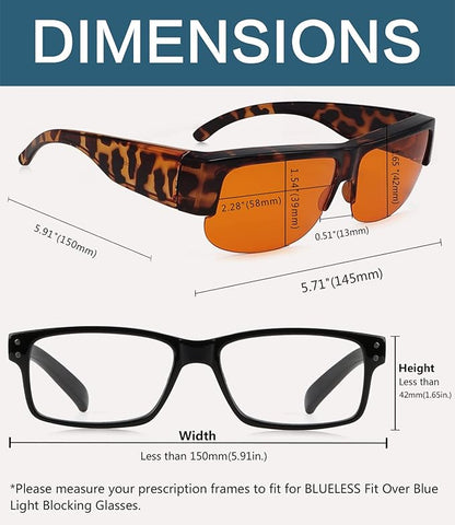 BLUELESS Fitover Blue Light Blocking Glasses with Orange Tinted Tortoise