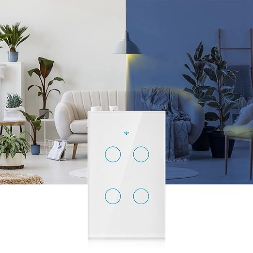 4-Way Smart Switch Wall Light Control Switch Remote Control Switch Voice Control Switch Single Circle for Home SIRI(US White)