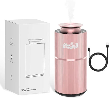 Smart Waterless Diffuser, Waterless Diffusers for Essential Oils with Timer & 3 Mist Levels, Super Silent Aromatherapy Essential Oil Diffuser Battery Operated for Car, Home, Office Rose Gold