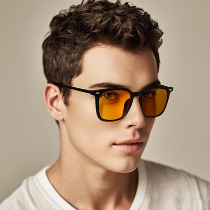 Amber 99% Blue Light Blocking Computer Reading Glasses Orange Lens for Better Sleep, Eye Strain Men Women Sun Readers