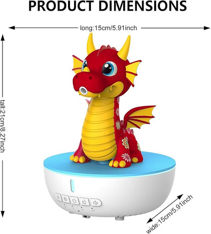 Aromatherapy Dragon Humidifier, 200ML Essential Oil Diffuser with Remote & Timer, White Noise Machine with 10 Soothing Sounds, Cute Small Humidifiers for Kids Bedroom, Home, Office (Red)