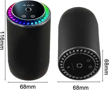 Portable Car Aroma Diffuser and Air Purifier with Humidifier, Intelligent Auto Function, 3-Level Adjustable Scent Modes, 500mAh Rechargeable Battery, Compact Aluminum Alloy Build for Relaxing Travel