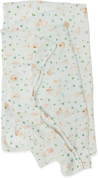Loulou Lollipop Soft Baby Swaddle Blanket Muslin Wrap Receiving Blanket for Newborn to Toddler Girl and Boy, Large 47” by 47” - Bunny Meadow…