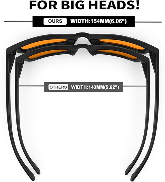 MAXJULI Blue Light Glasses XXL Size Double Extra Large Z87 for Big Wide Heads Men 8228
