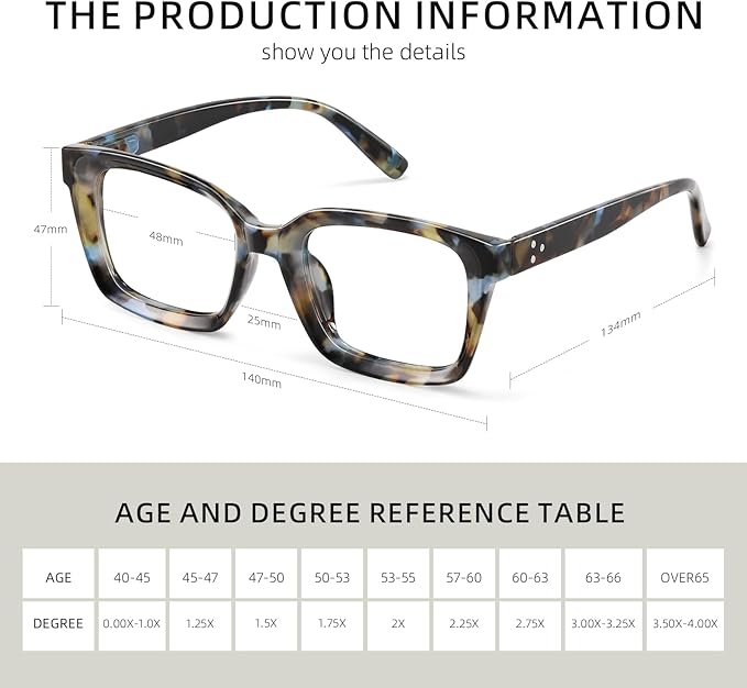 XVXV Reading Glasses for Women Men - Blue Light Blocking Readers Oversize Oprah Square Anti Glare/Eyestrain Spring Hinge