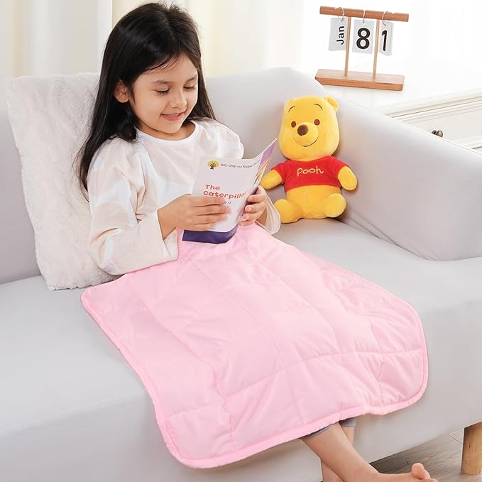 Topblan 2 lb Weighted Blanket, 19" x 21" Mini Weighted Lap Pad, Small Dogs & Cats, Soft Breathable Premium Glass Bead Filling for Calming, Pink