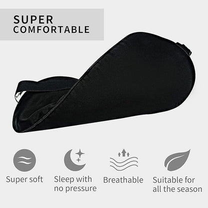 MMCTION Silk Satin Sleep Eye Mask Ultra Comfortable Soft Eye Covers Night Mask Blackout Blindford Eye Shades for Sleeping with Adjustable Strap for Women Men Black