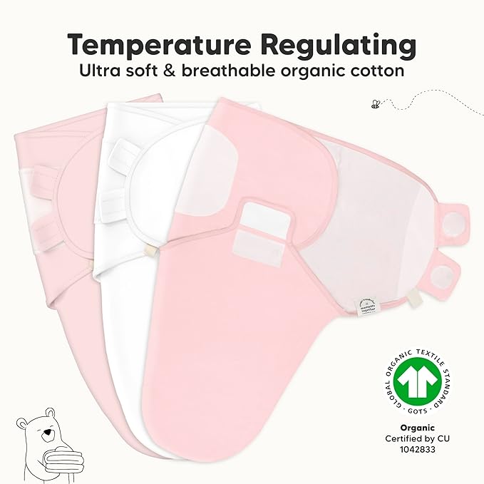3-Pack Organic Baby Swaddle Sleep Sacks - Swaddles for Newborns, Infant 0-3 Months, Baby Girls, Boys, Soft & Snug Newborn Sleep Sack, Nursery Swaddling Blankets (Candy, OS)