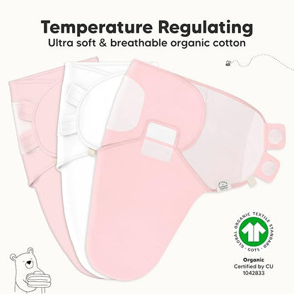 3-Pack Organic Baby Swaddle Sleep Sacks - Swaddles for Newborns, Infant 0-3 Months, Baby Girls, Boys, Soft & Snug Newborn Sleep Sack, Nursery Swaddling Blankets (Candy, OS)
