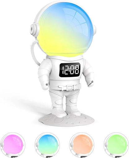 Astronaut Kids Sunrise Alarm Clock & Sound Machine with 22 Colors Night Light, Bluetooth Speaker, Dual Alarms & 7 Wake Up Sounds, 21 Sleep Sounds, Wake Up Light Clock for Bedroom, Room Decor, Gift