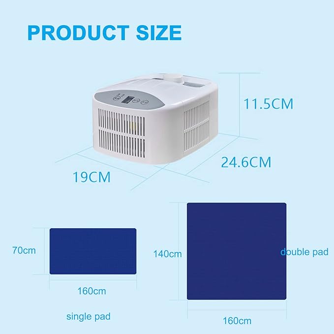 Water Bed Cooler Ideal for Hot Sleepers, Bed Cooling System Portable for Hot Sleeper and Night Sweat Mattress Cooling Pad Quiet Cooling Mattress Pad for Bed, Helps Soothe Stress(Size:1.4 * 1.6m)