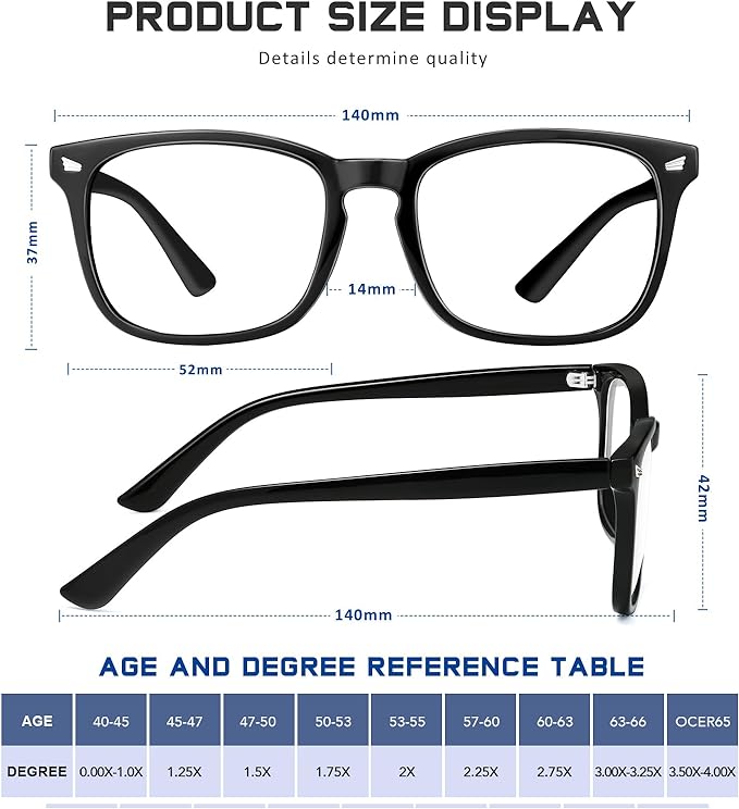 Reading Glasses for Women Men - Blue Light Blocking UV Filter Readers, Anti Eyestrain Eyeglasses