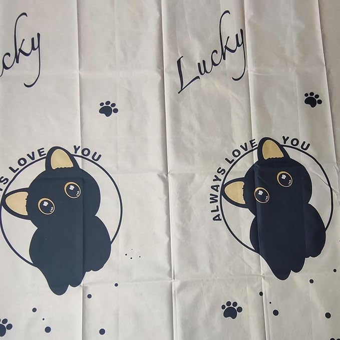Cute Opaque Bottom Bunk Bed Curtains Privacy Cloth Underbed Curtains for Boys Girls 2 Panels 100% Blackout, Beige Cat
