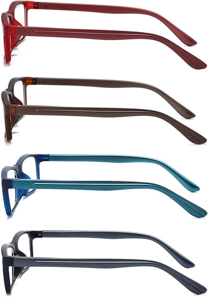 Reading Glasses Blue Light Blocking for Men Women,Rectangular Frame Computer Readers with Spring Hinge