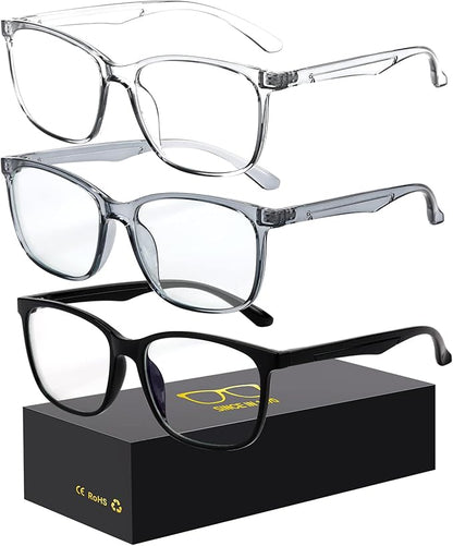 Blue-Light Blocking Glasses Computer Reading/Gaming/TV/Phones Glasses Fashion Anti Eyestrain UV Glasses for Women Men（D1 Black + Gray + Transparent）