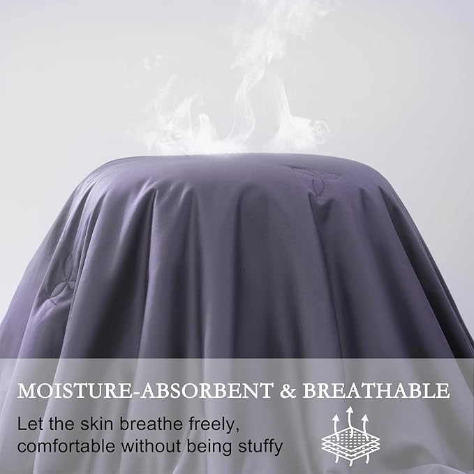 YOUR MOON Pure Mulberry Silk Comforter Twin Size for All Season,100% Natural Long Strand Silk Fill Duvet, Luxury Bedding, Noiseless Cotton Shell (Dark Gray)