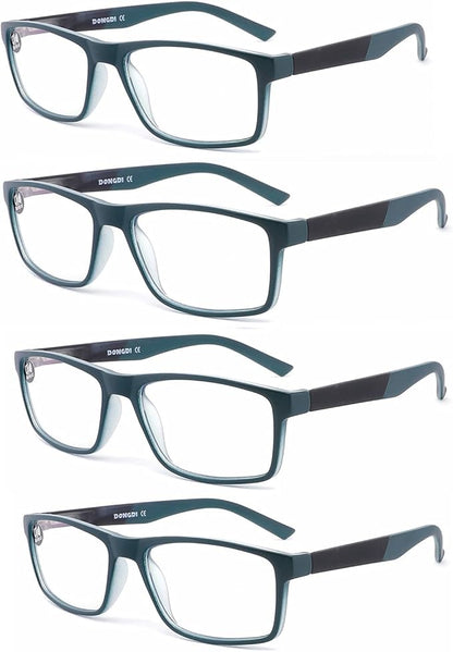 DONGDI Blue Light Blocking Reading Glasses 4 Pack Computer Readers for Women Men,Anti Glare UV Ray Filter Eyeglasses… (4pack-green, 2.25)
