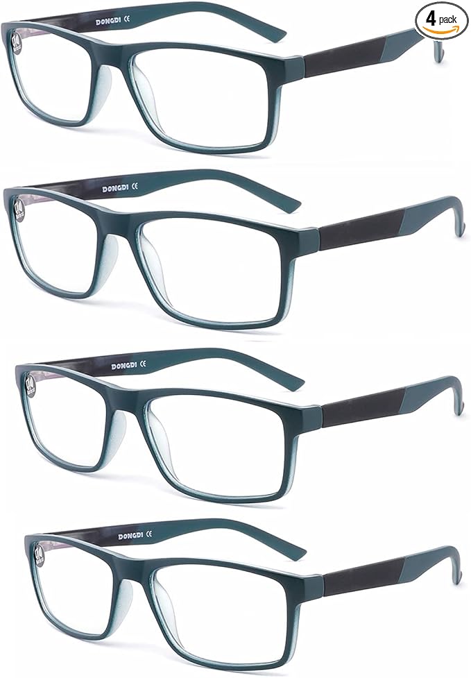 DONGDI Blue Light Blocking Reading Glasses 4 Pack Computer Readers for Women Men,Anti Glare UV Ray Filter Eyeglasses… (4pack-green, 1.75)
