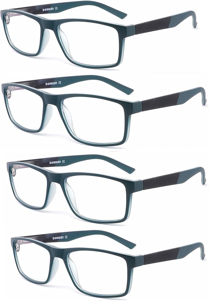 DONGDI Blue Light Blocking Reading Glasses 4 Pack Computer Readers for Women Men,Anti Glare UV Ray Filter Eyeglasses… (4pack-green, 2.75)