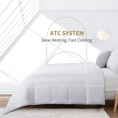 HOMBYS Lightweight Cooling Comforter Queen Size,100% Viscose Derived from Bamboo Shell Down Alternative Duvet Insert,White Soft All Season Comforter for Hot Sleepers,8 Corner Tabs