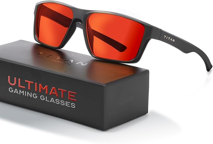 Titan Gaming Glasses, Blue Light Blocking, Night Driving Glasses for Men, Computer Protection Christmas Gift for Gamers