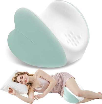 Knee Pillow for Side Sleepers, Leg Pillow with Washable Cover, Memory Foam Leg Pillow for Side Sleeping, Heart-Shape Cushion for Hip, Back & Sciatica Pain Relief, Green