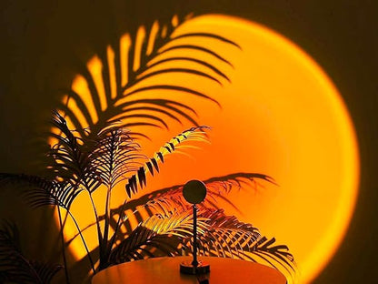 Balkwan Sunset Lamp Projection Rotation Rainbow Lamp Led Romantic Visual Led Light Network Red Light with USB Modern Floor Stand Night Light Living Room Bedroom Decor (Sunset Red)