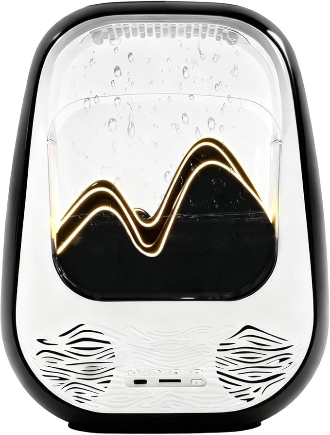 8-in-1 White Noise Sound Machine with Night Light, Help Stress Relief, Waterfall Design Essential Oil Diffuser Rain Sound Machine with Humidifier for Bedroom Office Decor Gift, Black