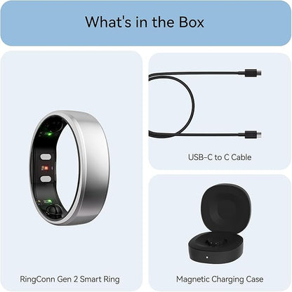 RingConn Gen 2, World’s First Smart Ring with Sleep Apnea Monitoring, No APP Subscription, 12-Day Battery Life, Stress/Heart Rate/Women's Health Tracker, Android & iOS Compatible (Silver, Size 12)