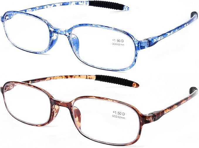 AQWANO 2 Pack Blue Light Blocking Computer Reading Glasses UV Protection Flexible TR90 Frame Lightweight Readers Glasses for Women Men +2.5