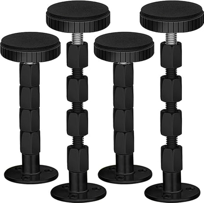 Adjustable Threaded Headboard Stoppers/Bumper Against Wall, 4 Pack Behind Bed Frame Protector Antishake Tool, Bed Shake Support Stabilizer Device for Anti-Knocking,Banging, Metal (Black 27-138mm)
