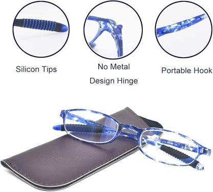 Blue Light Blocking Anti Glare Reading Glasses(Flexible and Lightweight) Plastic Portable Readers for Women