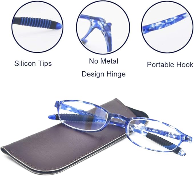 Blue Light Blocking Anti Glare Reading Glasses(Flexible and Lightweight) Plastic Portable Readers for Women