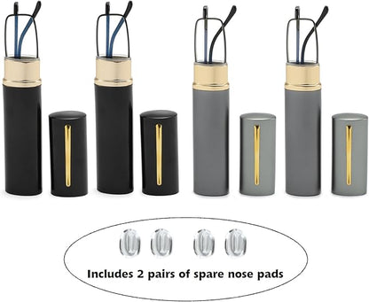 Blue Light Blocking Reading Glasses - Slim Pocket Readers with Pen Clip Case Mini Lightweight Readers