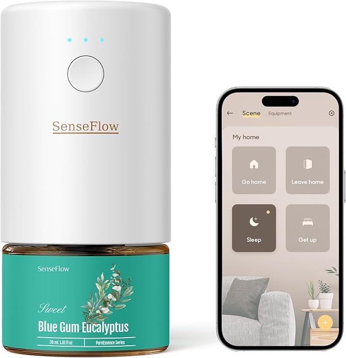 SF101S Pro Smart Waterless Essential Oil Diffuser, Plug in Aromatherapy Diffuser & Non-Toxic air Freshener, 120-Day Natural Aroma Mist, Covers 1000 Sq Ft- Free 30ml Blue Gum Eucalyptus