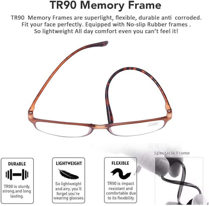 AQWANO Blue Light Blocking Reading Glasses Women Men 2.5 - Computer Readers for Comfortable Lightweight TR90 Flexible Frame Anti Glare Eye Strain Eyeglasses, No Rubber Arms