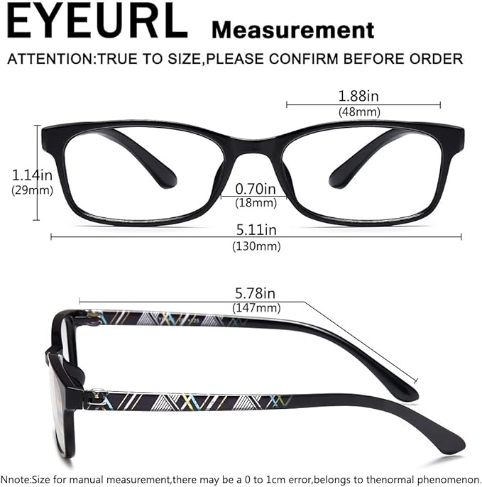 EYEURL Reading Glasses for Women-Blue Light Blocking For Men Women-3 Pack Computer Readers 0.0 Spring Hinge Anti UV Ray/Eye Strain/Glare Eyeglasses