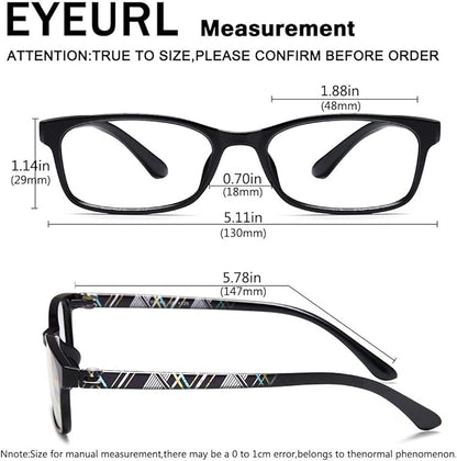 EYEURL 2-Pack Reading Glasses Blue Light Blocking Readers for Women-TR90 Lightweight Computer Reading Glasses Stylish Rectangular Frames Eyeglasses,0.0