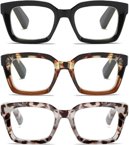 Readers for Women Oprah Style Square Reading Glasses with Spring Hinge Blue Light Blocking for Men Ladies
