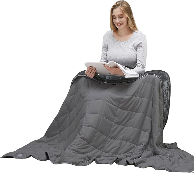 MOTRIP Weighted Blanket 10 Pounds Flannel, Soft Bed Blanket with Sanded Reversible, 48''x72'' 10lbs Dark Grey