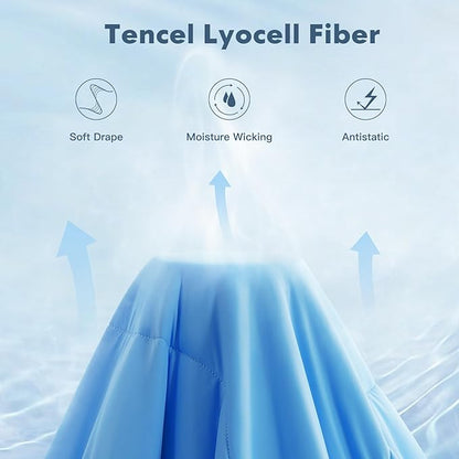 EASELAND Queen Tencel Cooling Comforter for Hot Sleepers - Double-Sided Lightweight and Breathable Fabric for Night Sweats - All Season Cooling Blanket Machine Washable（90x90in, Blue）