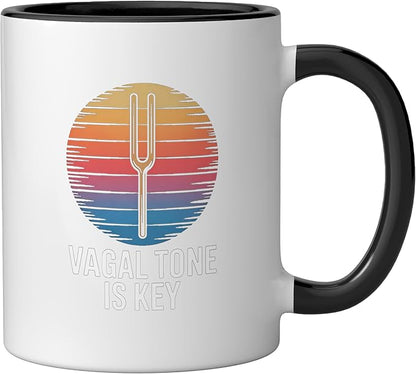 Relaxation Breathing Stress Vagus Nerve Stimulation Anatomy Ceramic Mug, Black/White