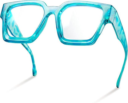 livho Oversized Eyewear Frame for Woman and Men - Rectangle Fashion Glasses for Computer, Chic Preppy Frame