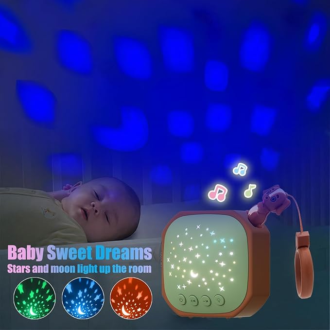 White Noise Sound Machine Baby with Star Projector | Portable Sleep Aid Lullaby Music for Baby Sleeping | Soothing Sound Machine for Nursery, Car Travel, Bedroom Crib, Kids Gifts (Puppy)